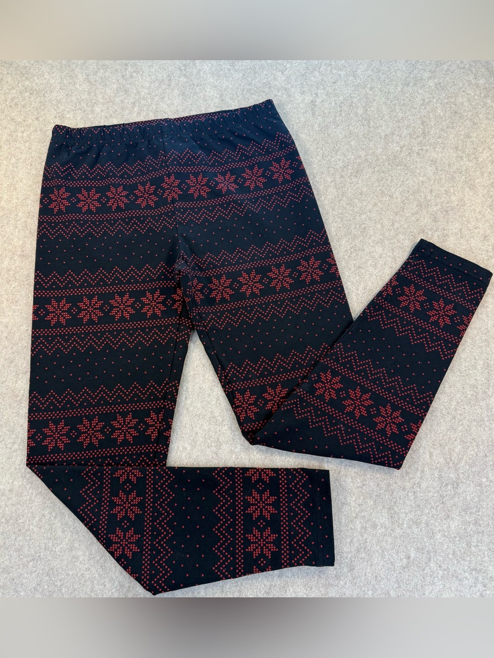 Polo Ralph Lauren Girls Fair Isle Black and Red Leggings Sz Lg 12/14